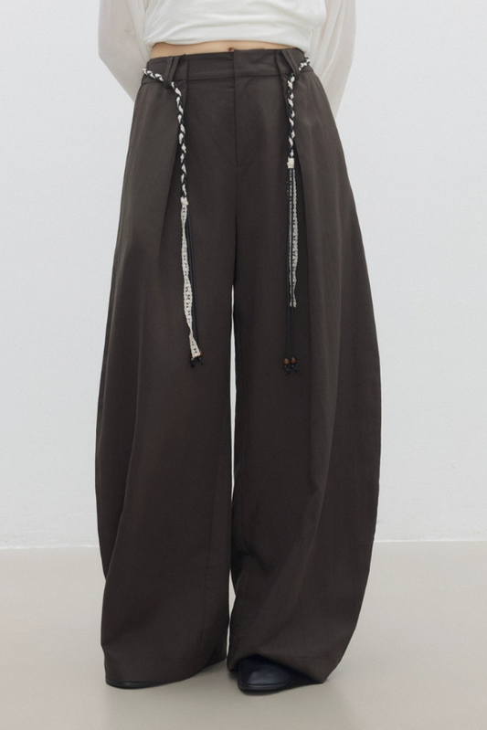 Decorative waist cord scimitar pants B4312