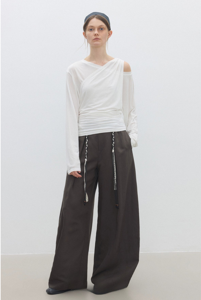 天絲仿兩件式露肩T卹 B4313