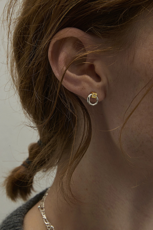 S925ドーナツデザインピアス・メッシュイヤーカフ B4501