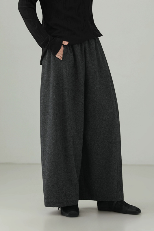 Minimalist wool blend wide pants B4526