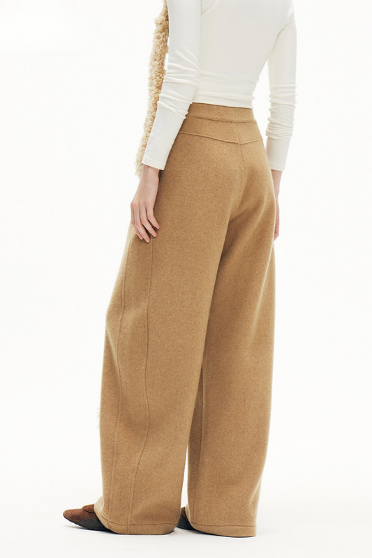 キャットアップリケ刺繡ウール混シミターパンツ B4590