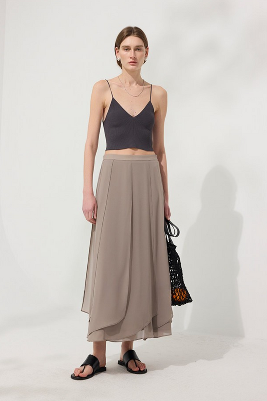 シフォンアシンメトリーミディスカート B4750