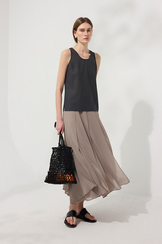 シフォンアシンメトリーミディスカート B4750