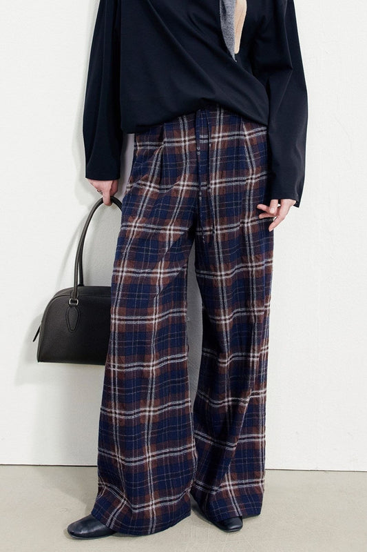 レトロチェックウール混パンツ・スカート B5042