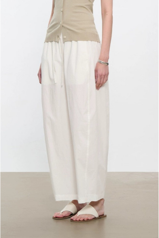 Premium cotton multi-wrinkle cropped balloon pants B4178