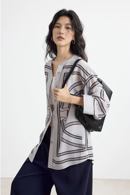 サンスクリーンプリントルーズシャツジャケット B4138