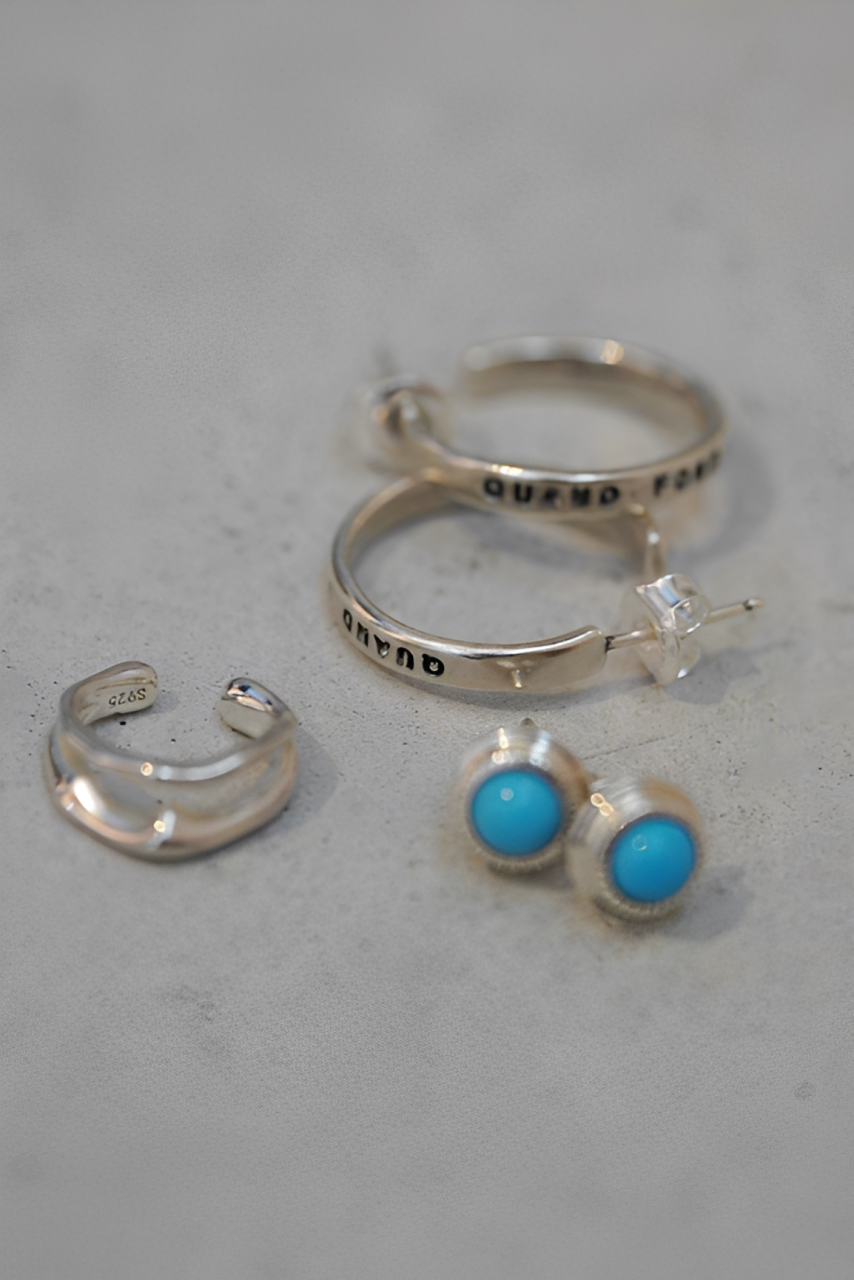 S925ターコイズピアス・レターピアス・イヤーカフ B4229