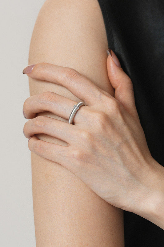 S925サテンブラッシュドオープンリング B4718