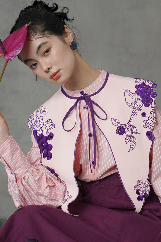 ガーリッシュピンクシャツ・シャツ+グレープフォルスカラー B4614