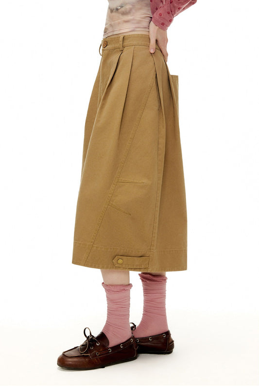 ウオッシュコットンクロップドカーゴワイドパンツ B4594