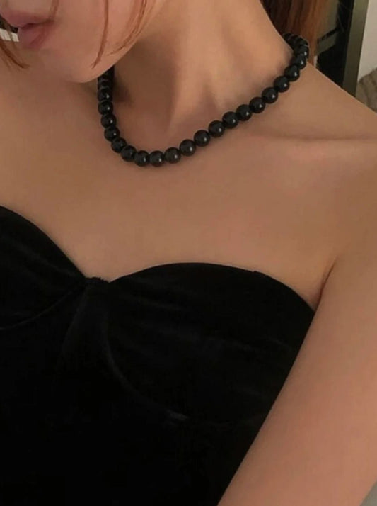 7Aグレードナチュラルブラックオニキスピアス B2674