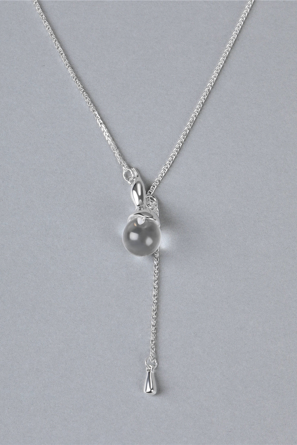 S925シャドウホワイトクリスタルペンダントネックレス B4516