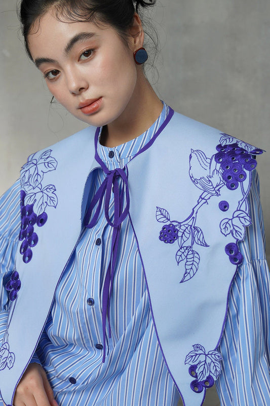 ガーリッシュブルーシャツ・シャツ+グレープフォルスカラー B4613