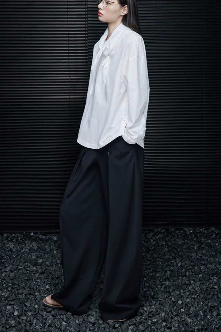 ブラックダブルブレストワイドパンツ B4358
