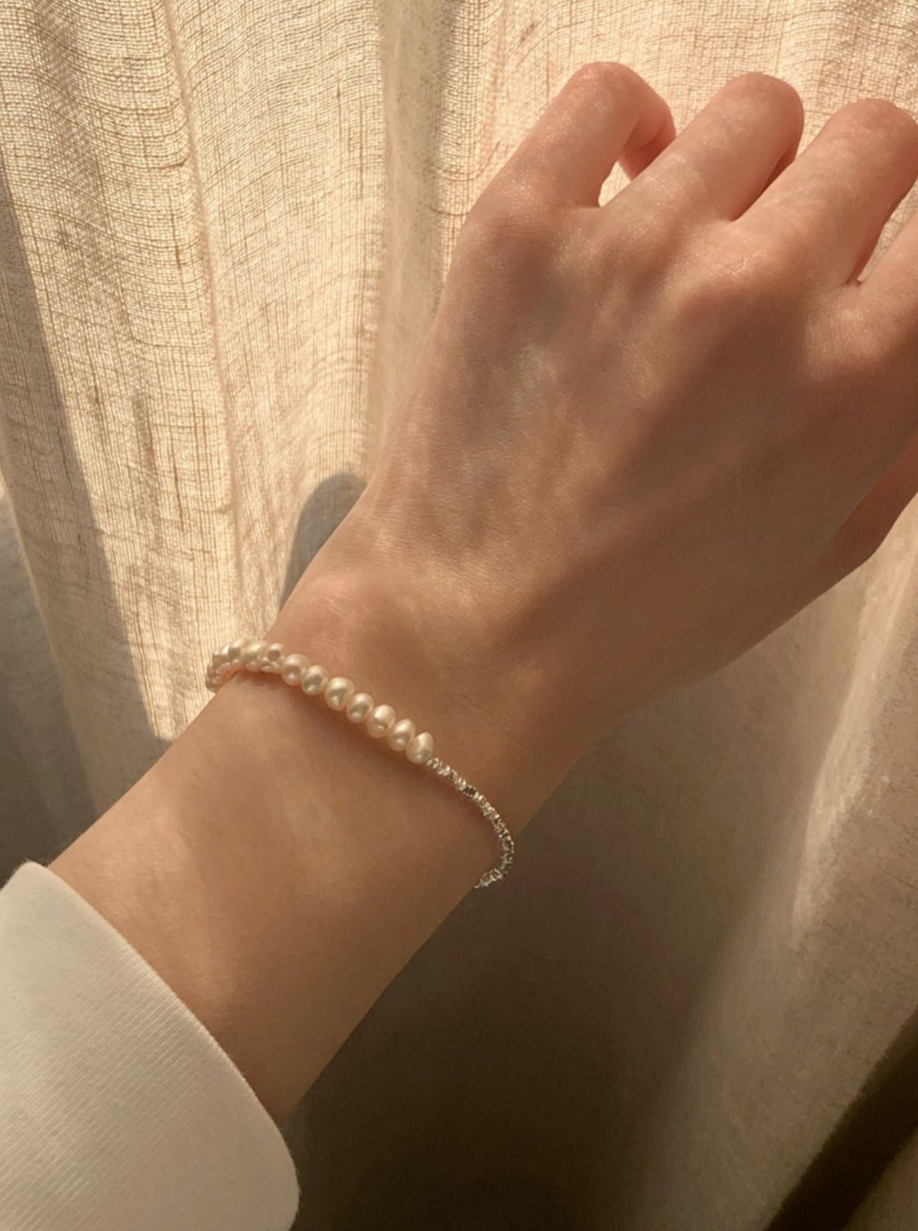 S925 碎銀珍珠手鍊 B2882