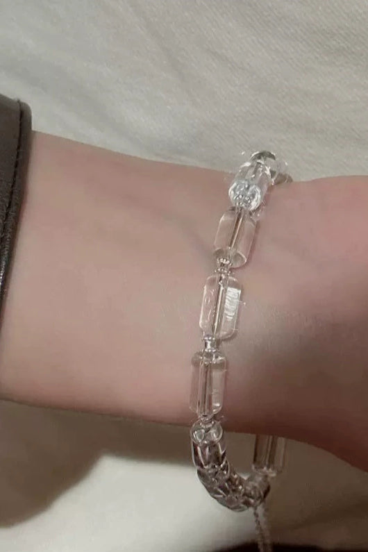 S925 ビーズブラジル産ホワイトクリスタルブレスレット B4208