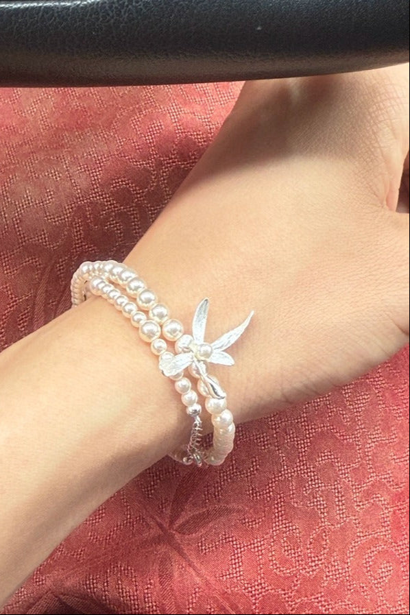 S925 Orchid Pearl Choker Necklace B4006