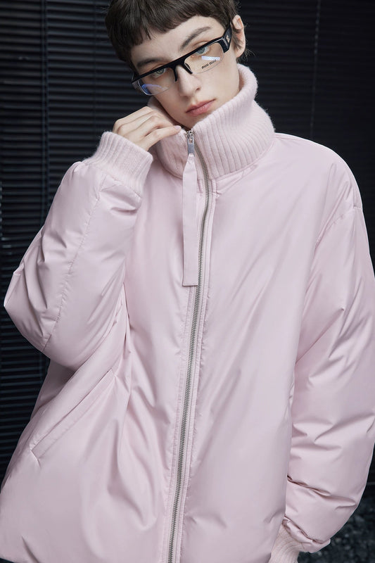 ピンクスタンドカラーダウンジャケット B4541