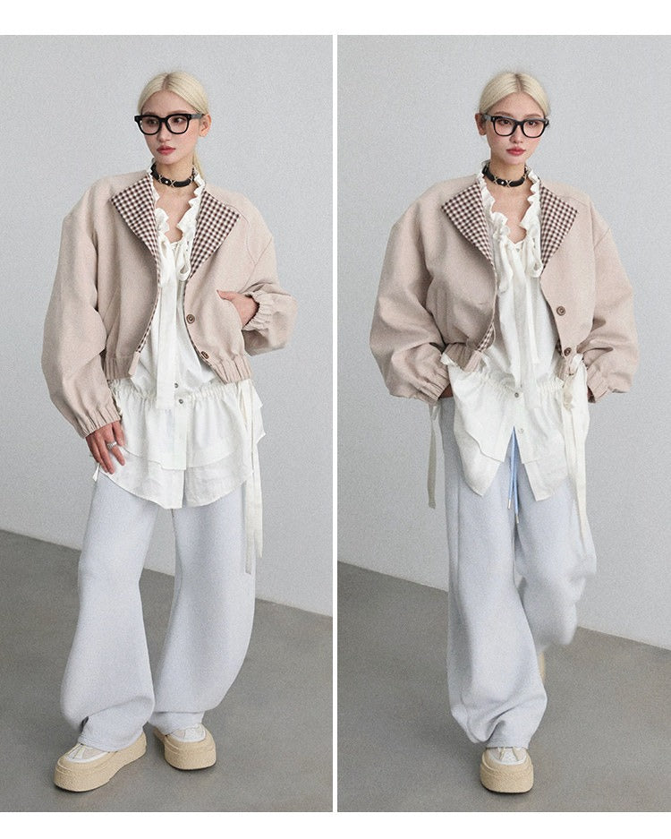 ラペルワイドショルダーショートジャケット B4653