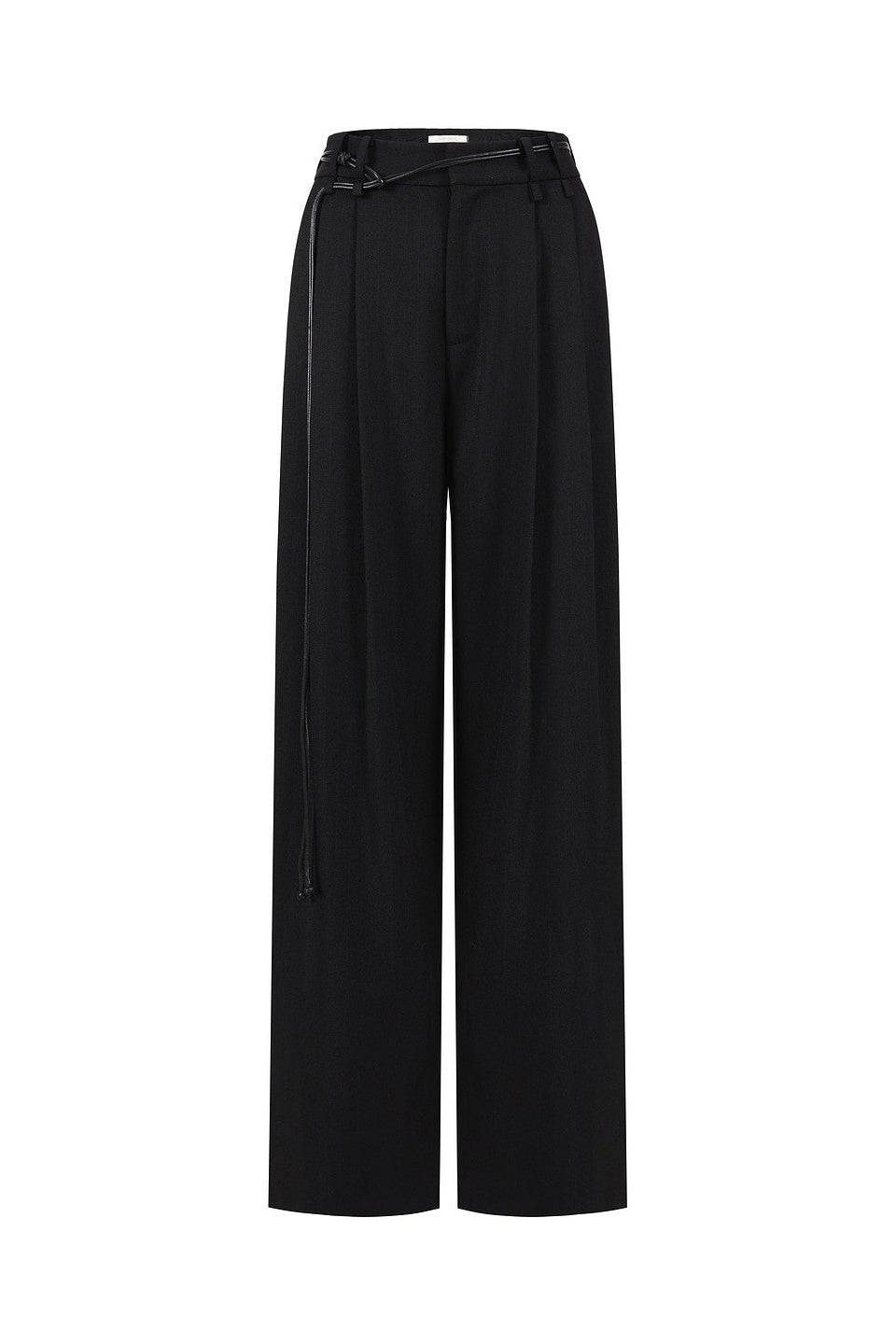 Black High-Waisted Double Tuck Wide Pants B4936