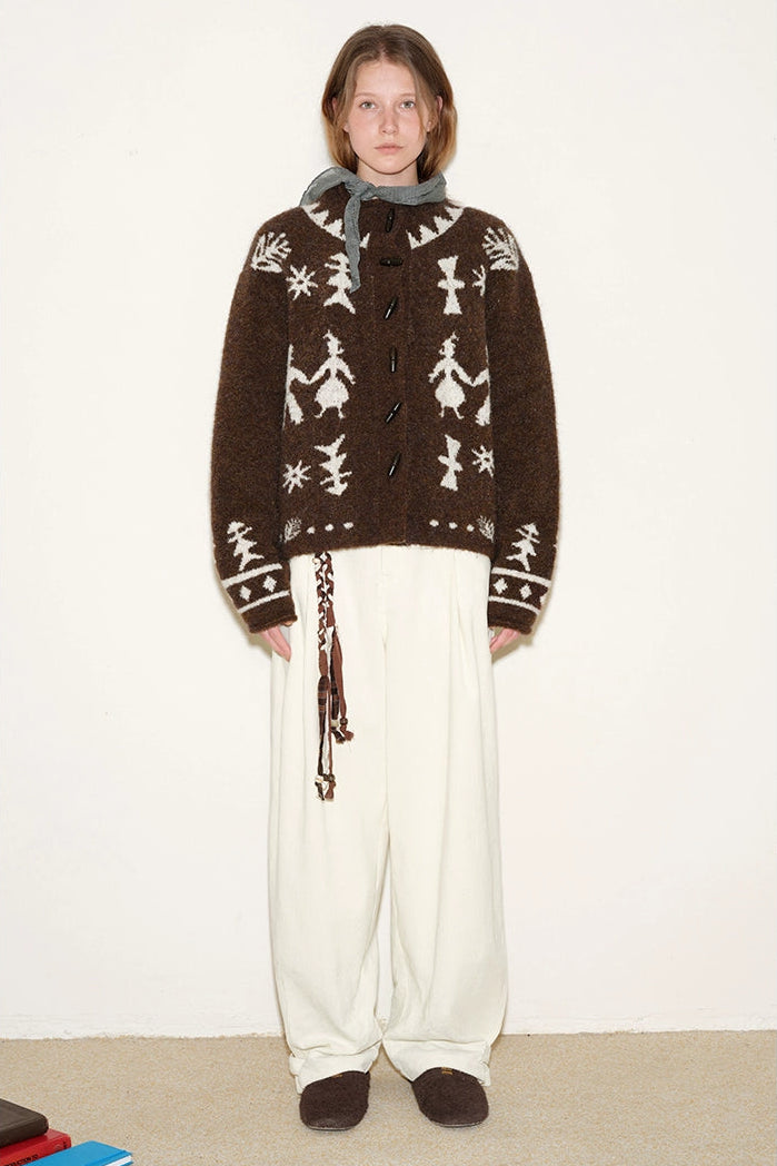 Adjustable hem metal corduroy pants B4396