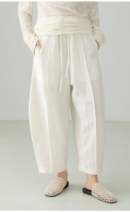 テンセル混クロップドワイドパンツ B4756