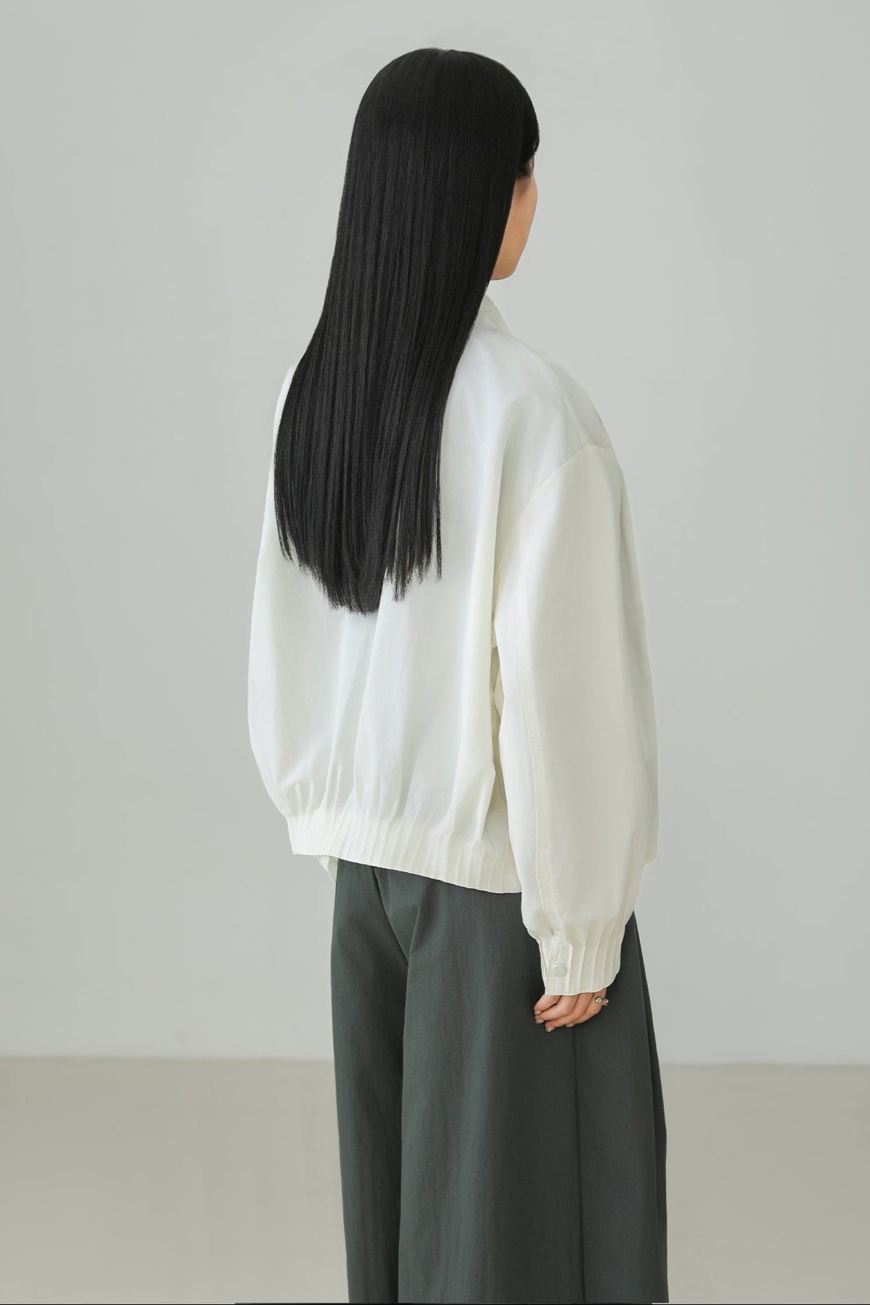 Luxury stand collar cocoon jacket B3828