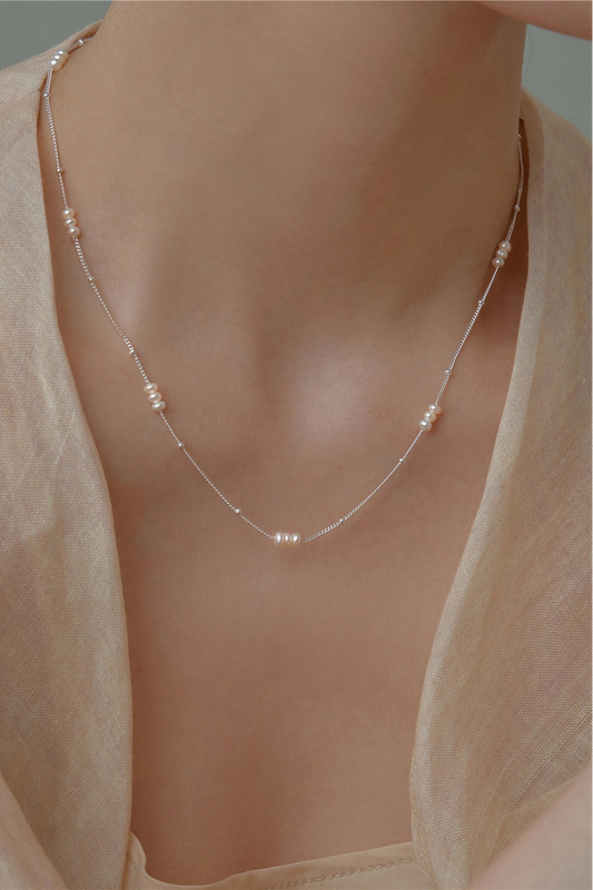 S925スペースドミニパールネックレス B4518