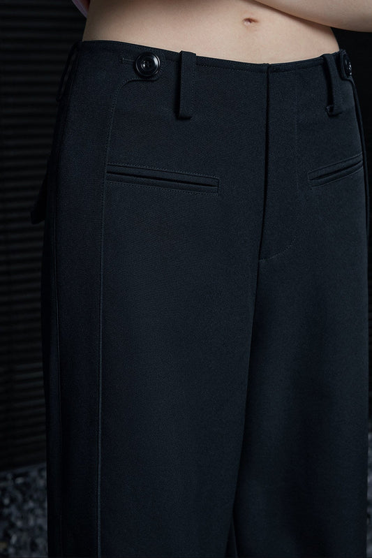 サイドパネルボタン付きストレートワイドパンツ B4630