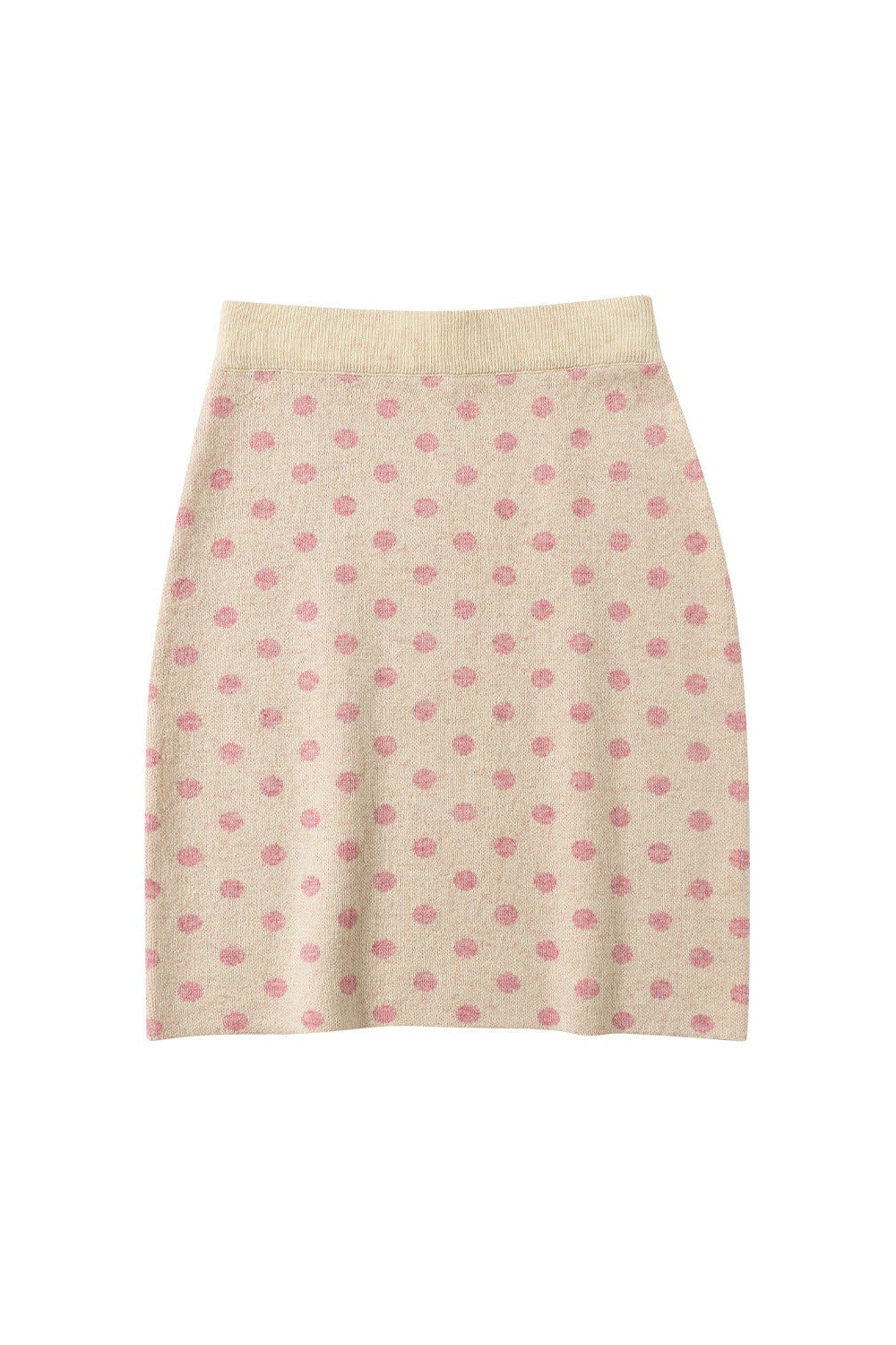 ピーチピンクジャガードドットカーディガン・スカート B4596