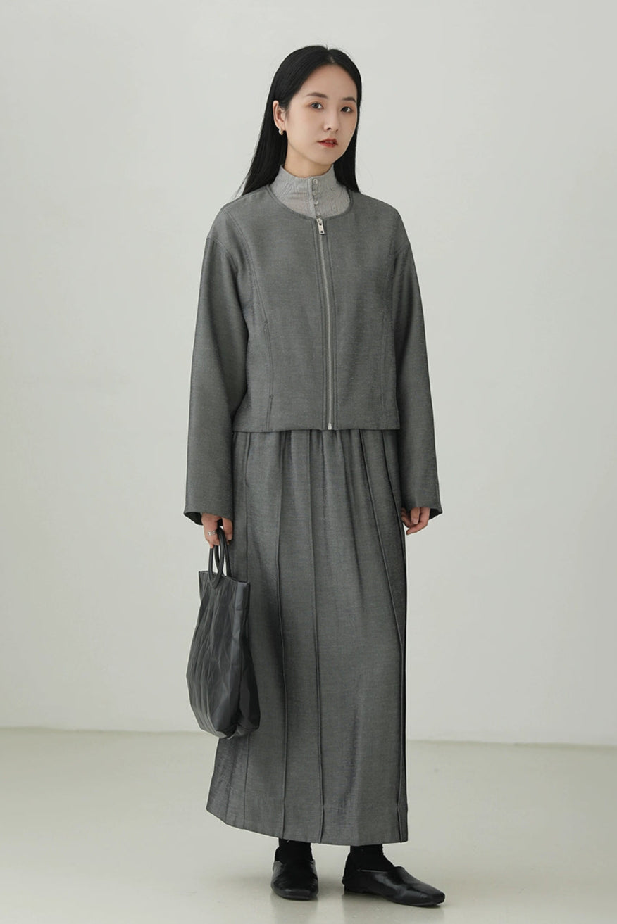 Tencel Linen Minimalist Collarless Jacket B4271