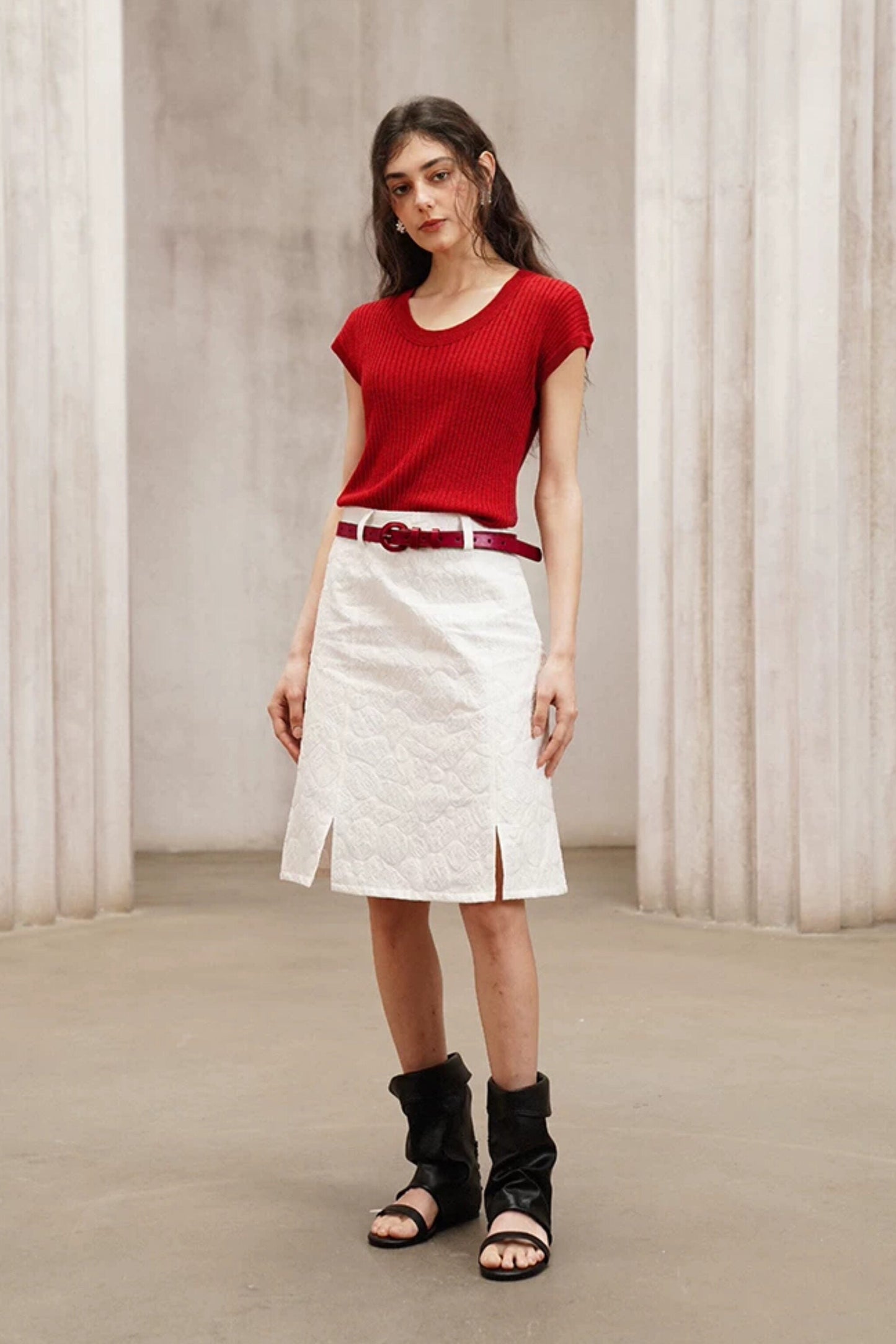 Versatile Burgundy Slim Leather Belt B4797
