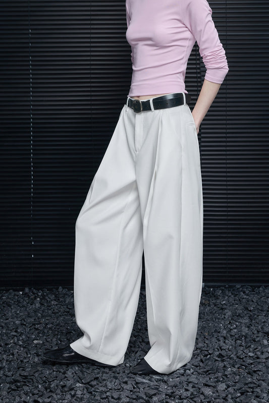 ホワイトストレートスーツワイドパンツ B4686