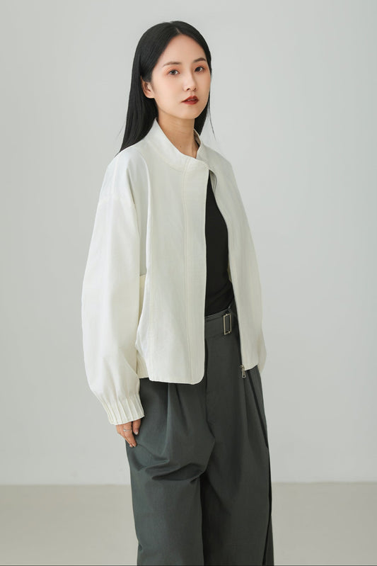 奢華立領繭型夾克B3828