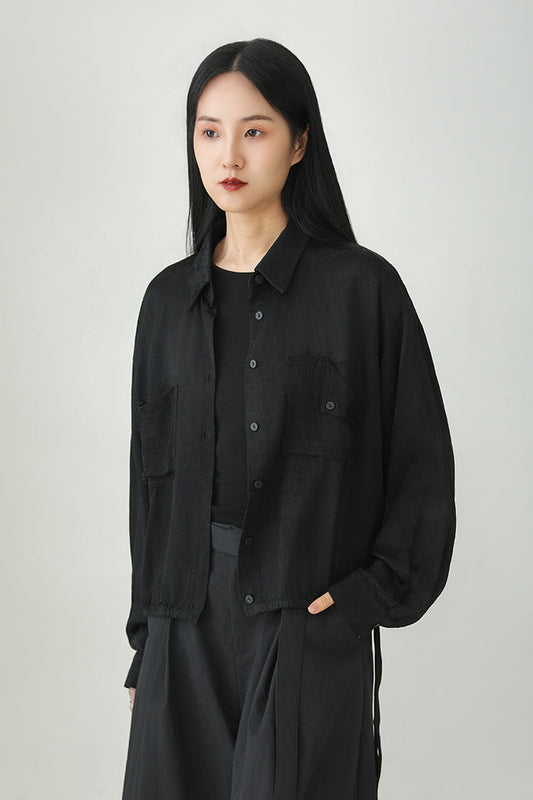 天絲亞麻提花夾克 B3837