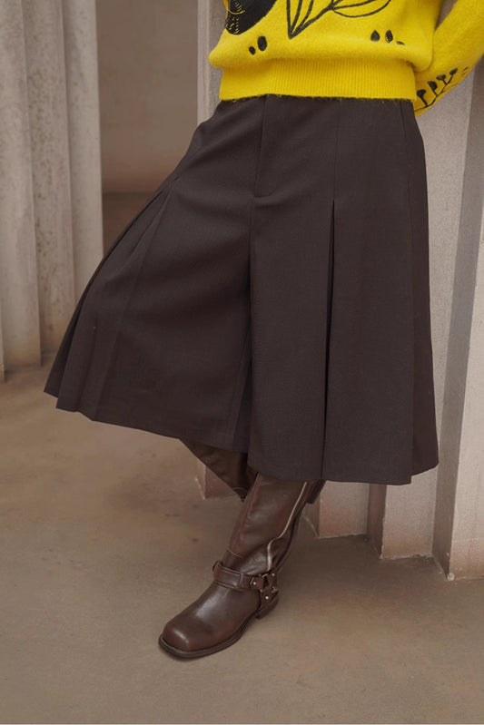 コーヒーカラーAラインワイドスカンツ B4450