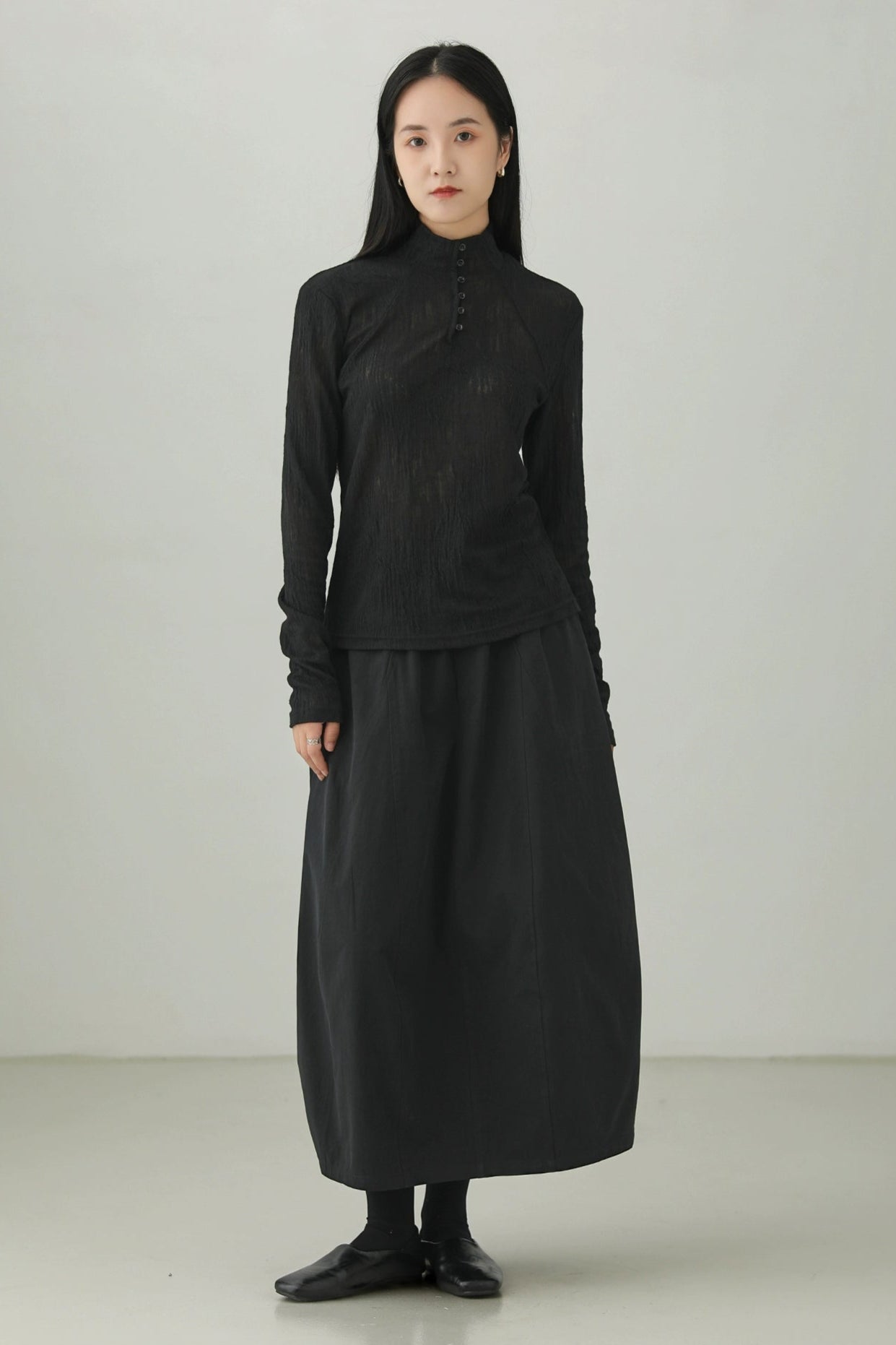 Black High-End Flower Bud Skirt B4273