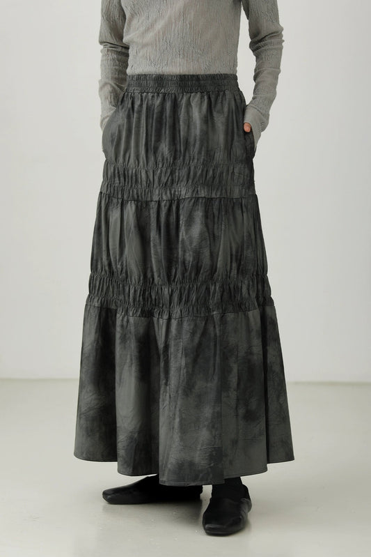 PU leather gathered skirt B4276