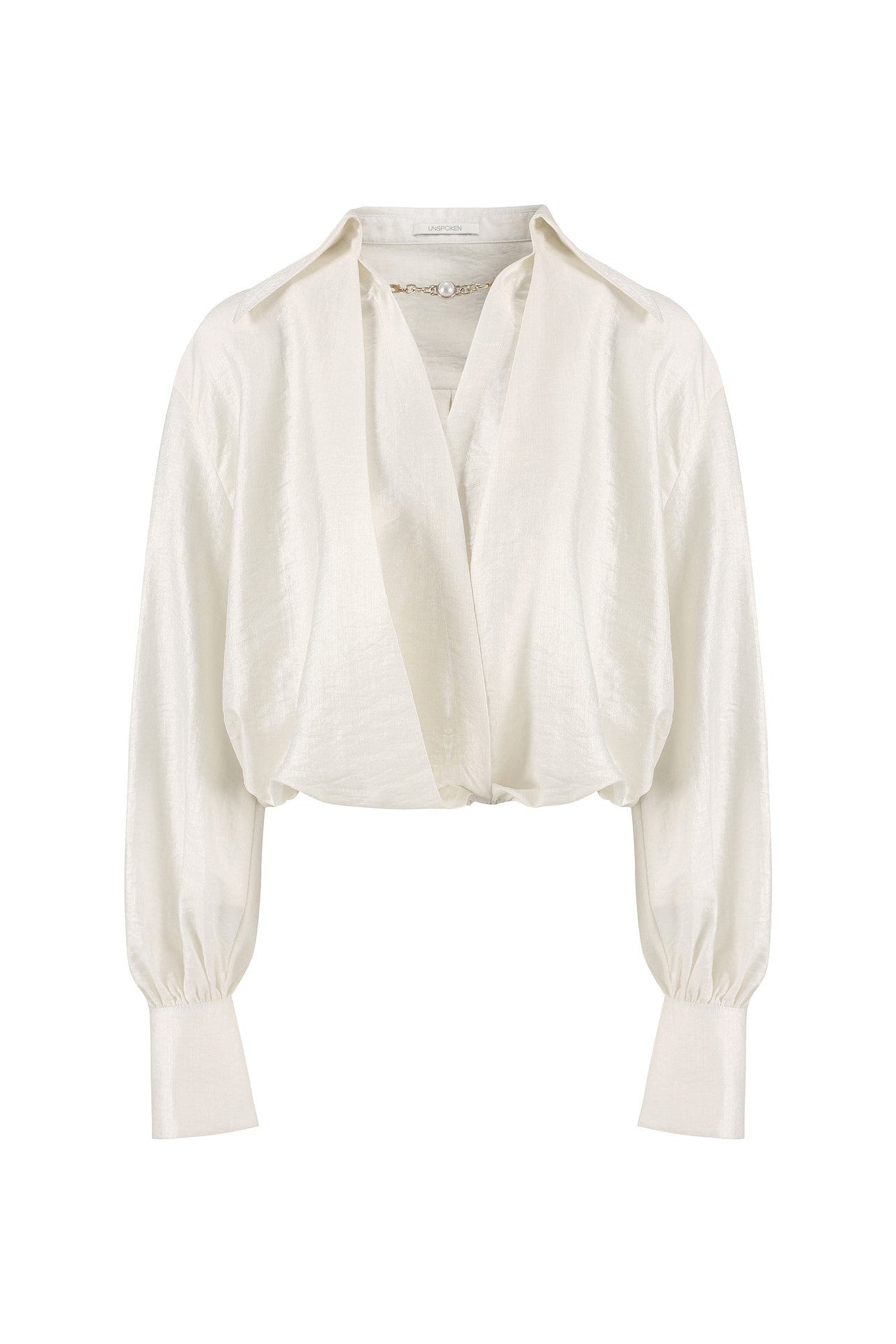 Cross-Wrap Design Faux Layered V-Neck Shirt B4937