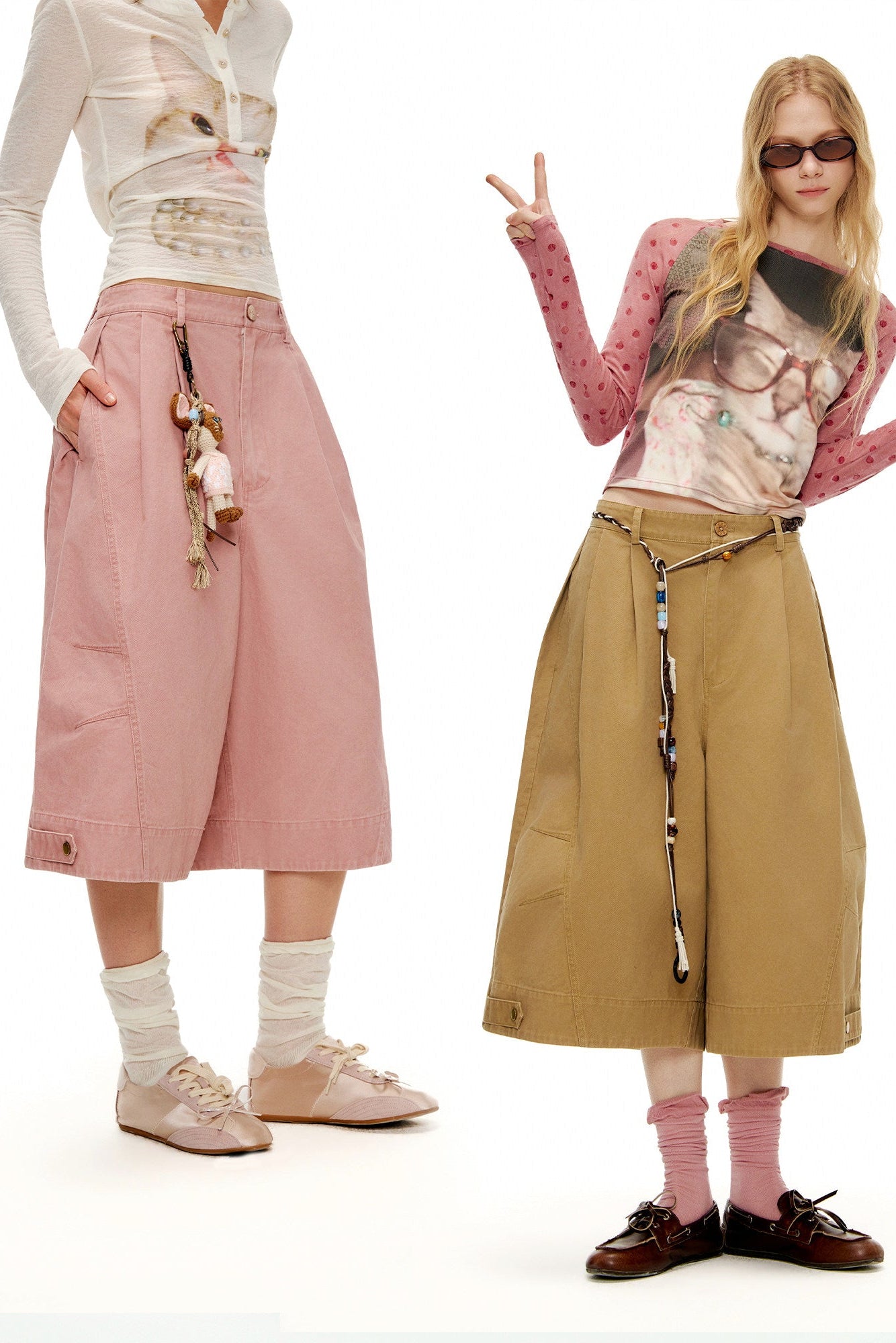 ウオッシュコットンクロップドカーゴワイドパンツ B4594