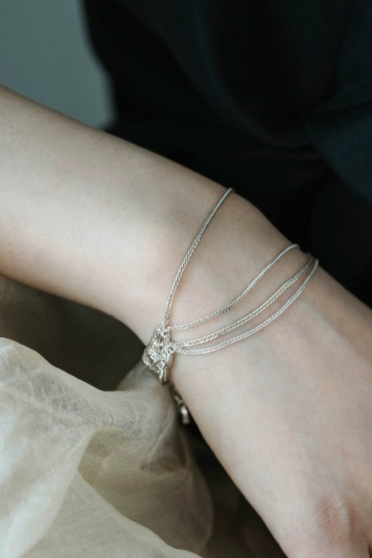 S925ヴィンテージクチナシファイバーニッチブレスレット B4149