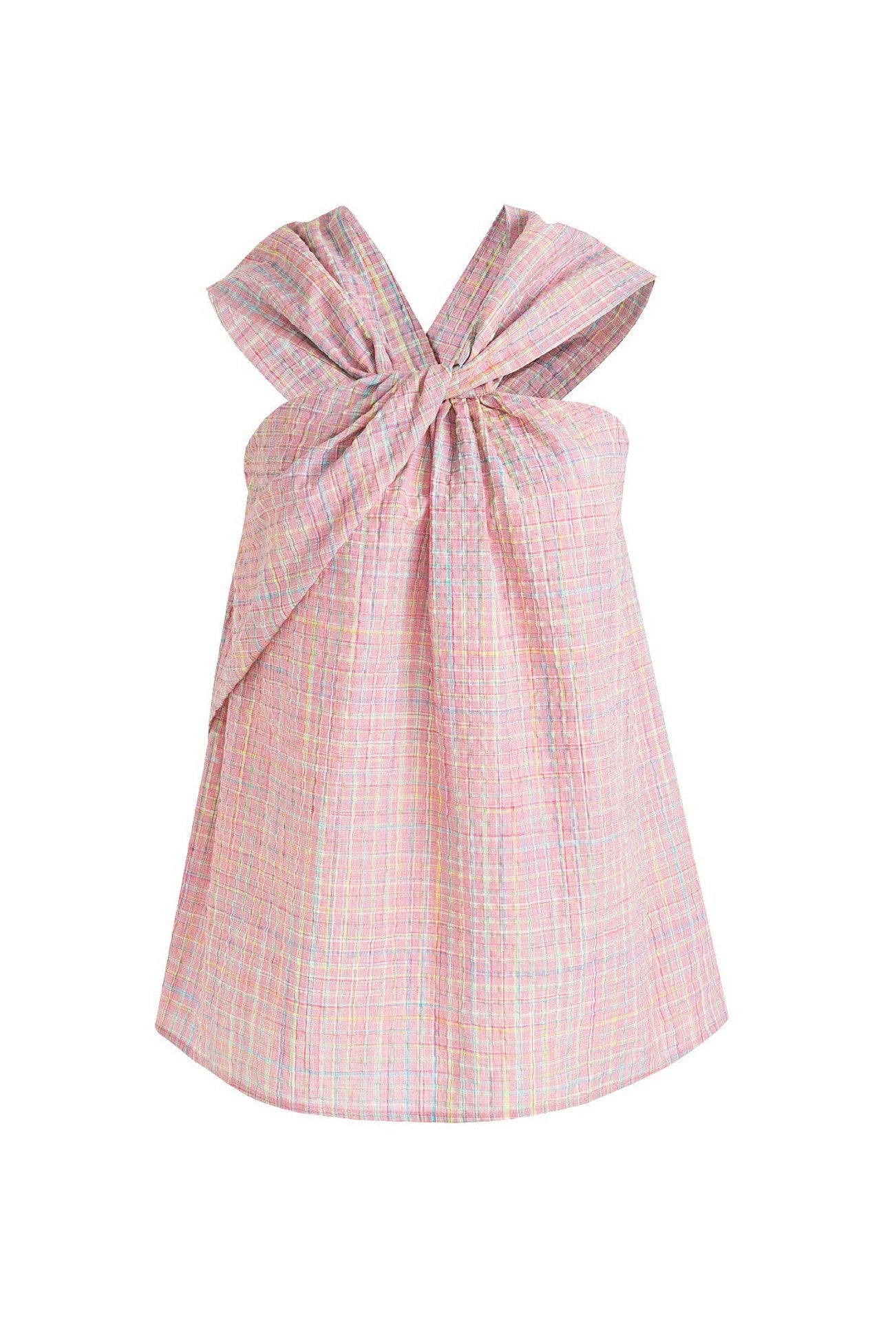 French Check Twist Halter Camisole B4843