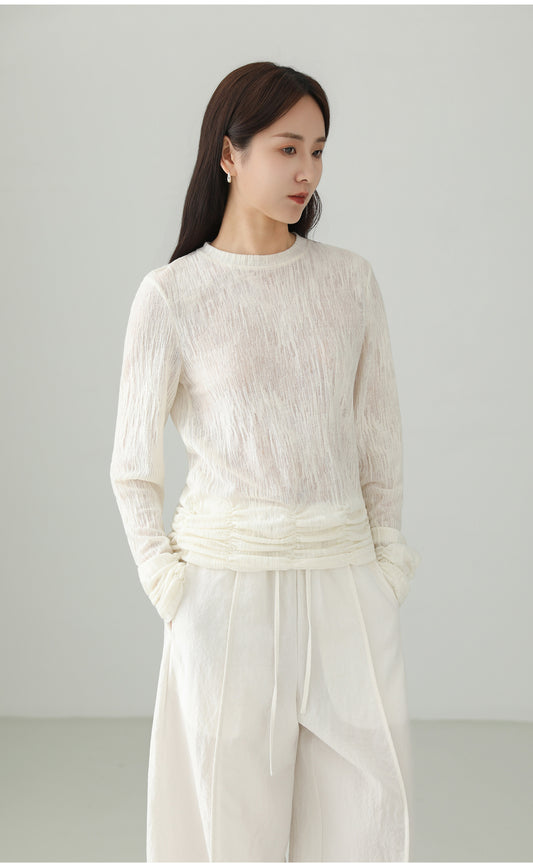 テクスチャープリーツデザインTシャツ B4758