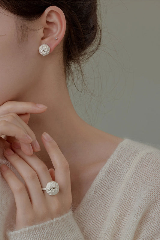 S925ハンマードスターロックオープンリング B4512