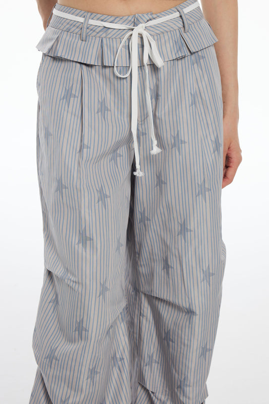 條紋速乾降落傘褲B3808