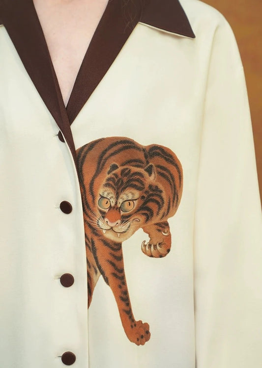 Vintage tiger print shirt blouse B2706