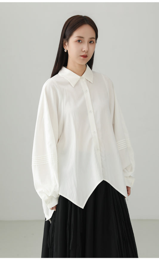 ヘップバーンブロッサムスリーブアシンメトリーシャツ B4705