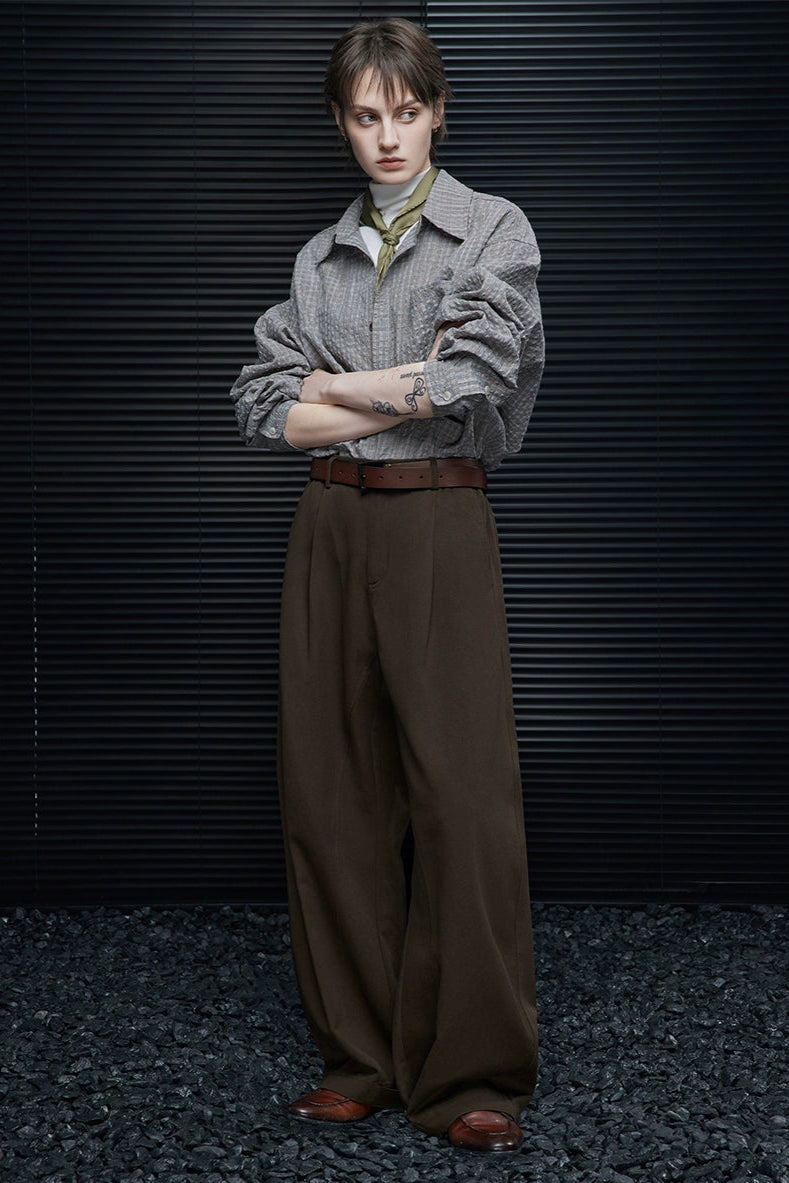 ダークブラウンテンセルコットンワイドパンツ B4356 – Bloemen