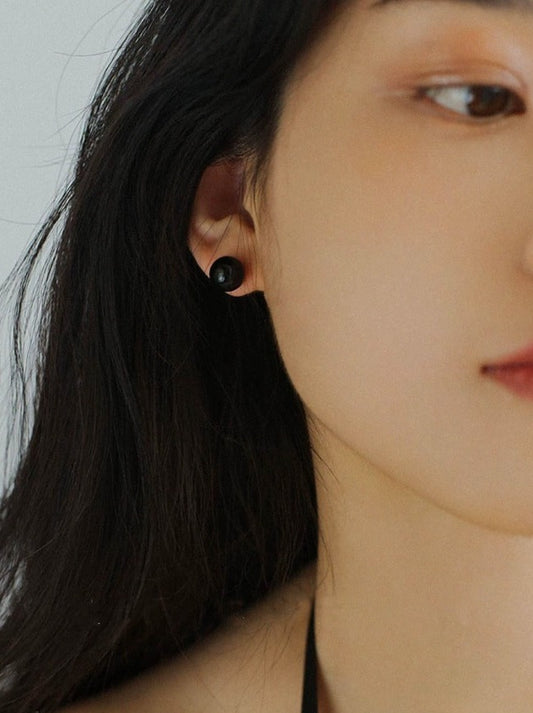 黑瑪瑙耳環 B2673