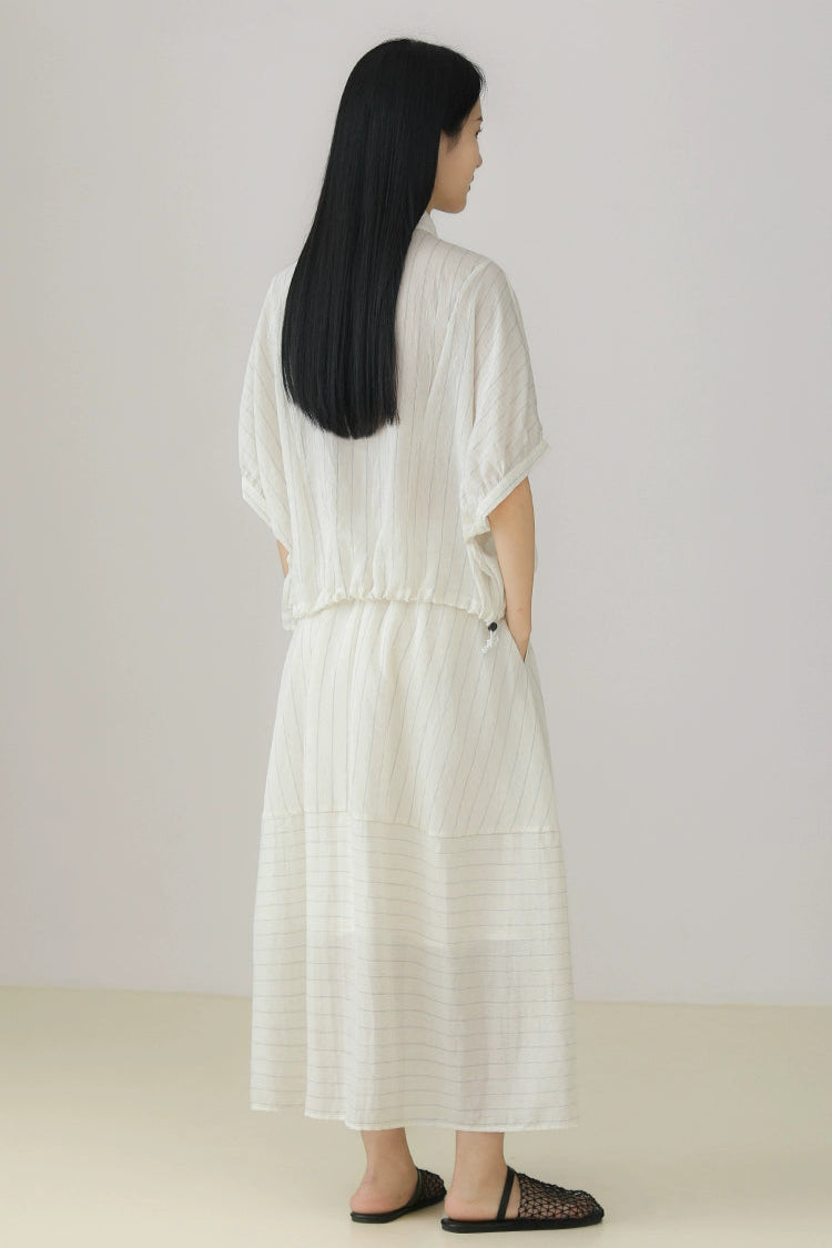 Irregular Striped Bud Skirt B3966